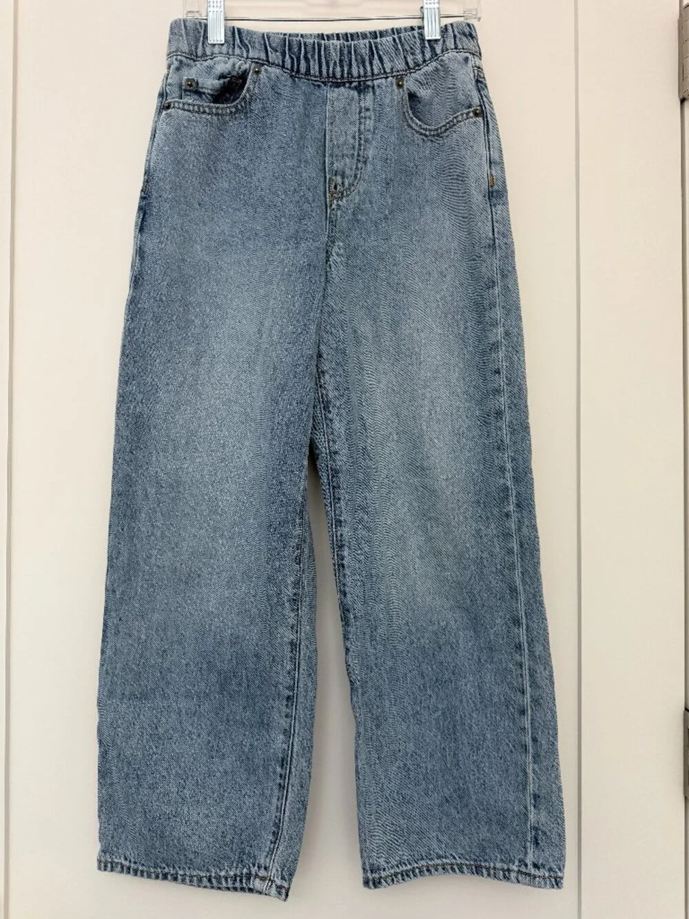 Gap Kids L (10-12) Baggy Light Wash Elastic Waist Pull-On Denim Jeans